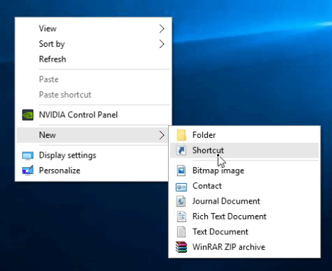 how to create a shortcut on desktop in 8.1