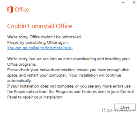Cannot Uninstall Office 365, 2016, 2013, 2010 or 2007 (Solved) • Repair  Windows™