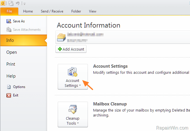 change default outlook email sent from account