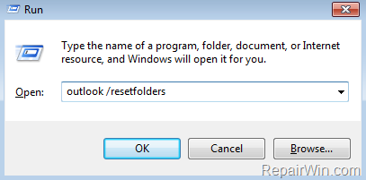 outlook reset folders