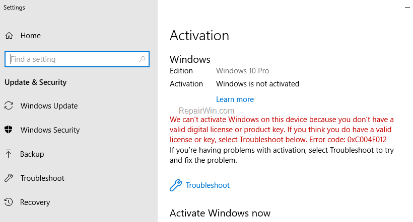 what does the license key code windows 10 look like