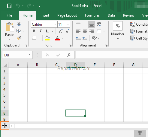 unhide tabs on excel 2010