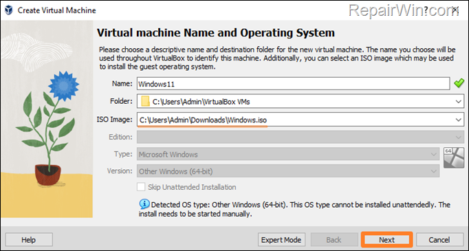 Install Windows 11 in VirtualBox 7