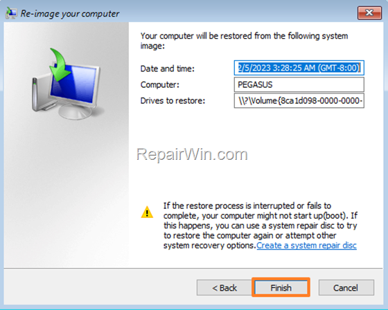 Restore System Image